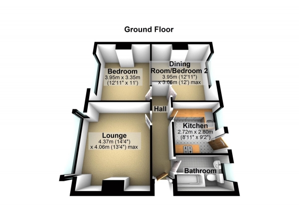 Floor Plan Image for 2 Bedroom Semi-Detached Bungalow for Sale in Brandville Gardens, Barkingside