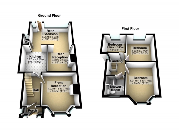 Floor Plan Image for 3 Bedroom End of Terrace House for Sale in Rushden Gardens, Clayhall