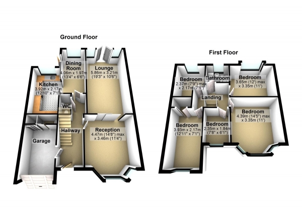 Floor Plan for 5 Bedroom Semi-Detached House for Sale in Mawney Road, Romford, RM7, 8DS - Guide Price &pound475,000