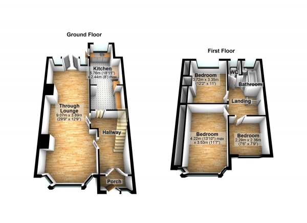 Floor Plan Image for 3 Bedroom Terraced House for Sale in Eastern Avenue, Newbury Park