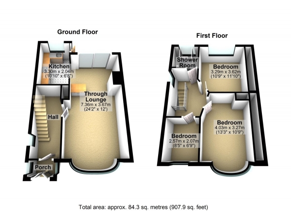 Floor Plan Image for 3 Bedroom Semi-Detached House for Sale in Caterham Avenue, Clayhall