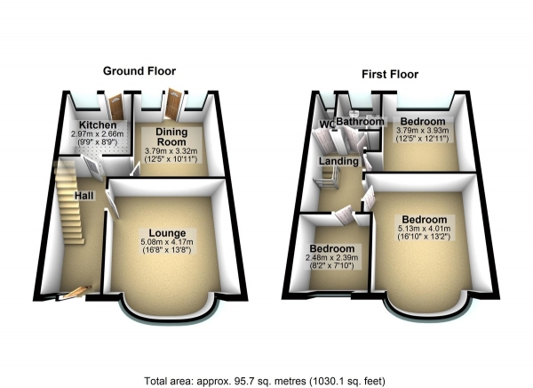 Floor Plan Image for 3 Bedroom Terraced House for Sale in Collinwood Gardens, Clayhall