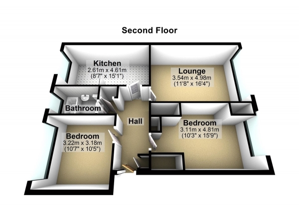 Floor Plan Image for 2 Bedroom Apartment for Sale in Barton Meadows, Barkingside