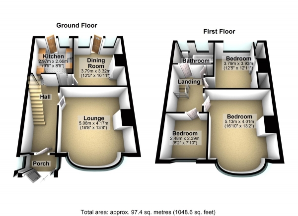 Floor Plan for 3 Bedroom Terraced House for Sale in Collinwood Gardens, Clayhall, IG5, 0AW - Offers in Excess of &pound525,000