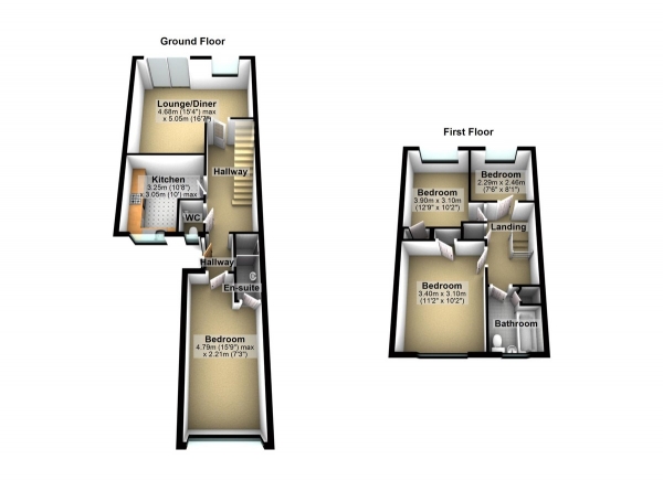 Floor Plan for 4 Bedroom Terraced House for Sale in Copper Beech Close, Clayhall, IG5, 0RX - Guide Price &pound425,000