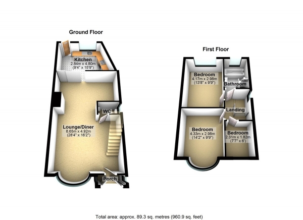 Floor Plan for 3 Bedroom Semi-Detached House for Sale in Cottesmore Avenue, Clayhall, IG5, 0TG - Offers in Excess of &pound500,000