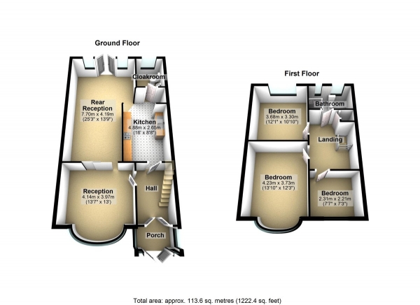 Floor Plan Image for 3 Bedroom Terraced House for Sale in Glenthorne Gardens, Barkingside