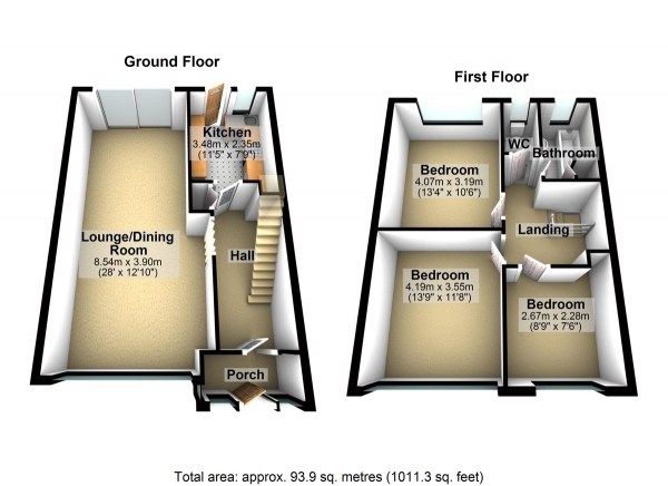 Floor Plan for 3 Bedroom Terraced House for Sale in Headley Drive, Gants Hill, IG2, 6LU - Guide Price &pound500,000