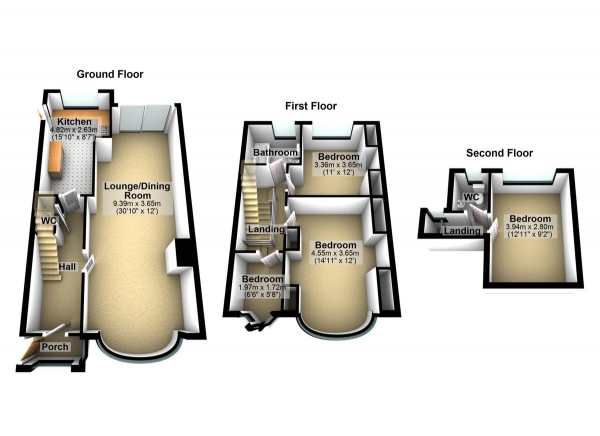 Floor Plan Image for 4 Bedroom End of Terrace House for Sale in Horns Road, Barkingside