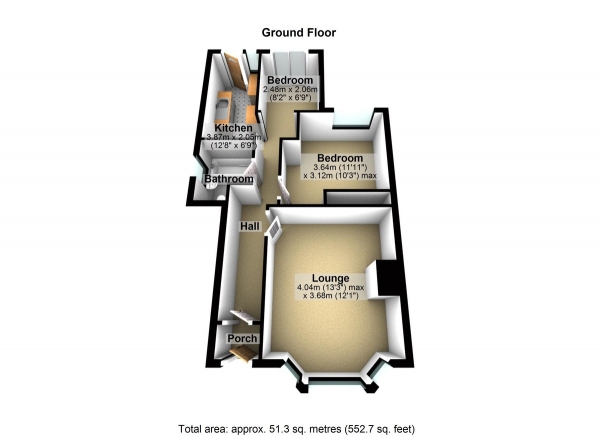 Floor Plan for 2 Bedroom Ground Maisonette for Sale in Claybury Broadway, Clayhall, IG5, 0JA - OIRO &pound300,000