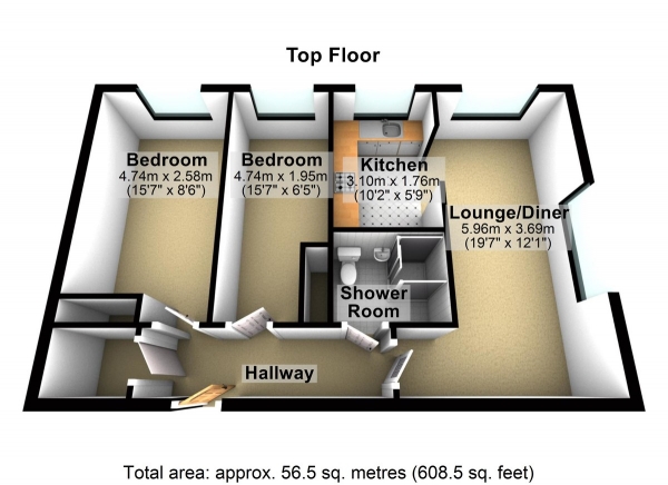 Floor Plan Image for 2 Bedroom Flat for Sale in Winningales Court