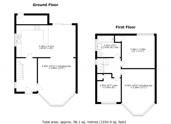 Floor Plan Image for 3 Bedroom Semi-Detached House for Sale in Caterham Avenue, Clayhall