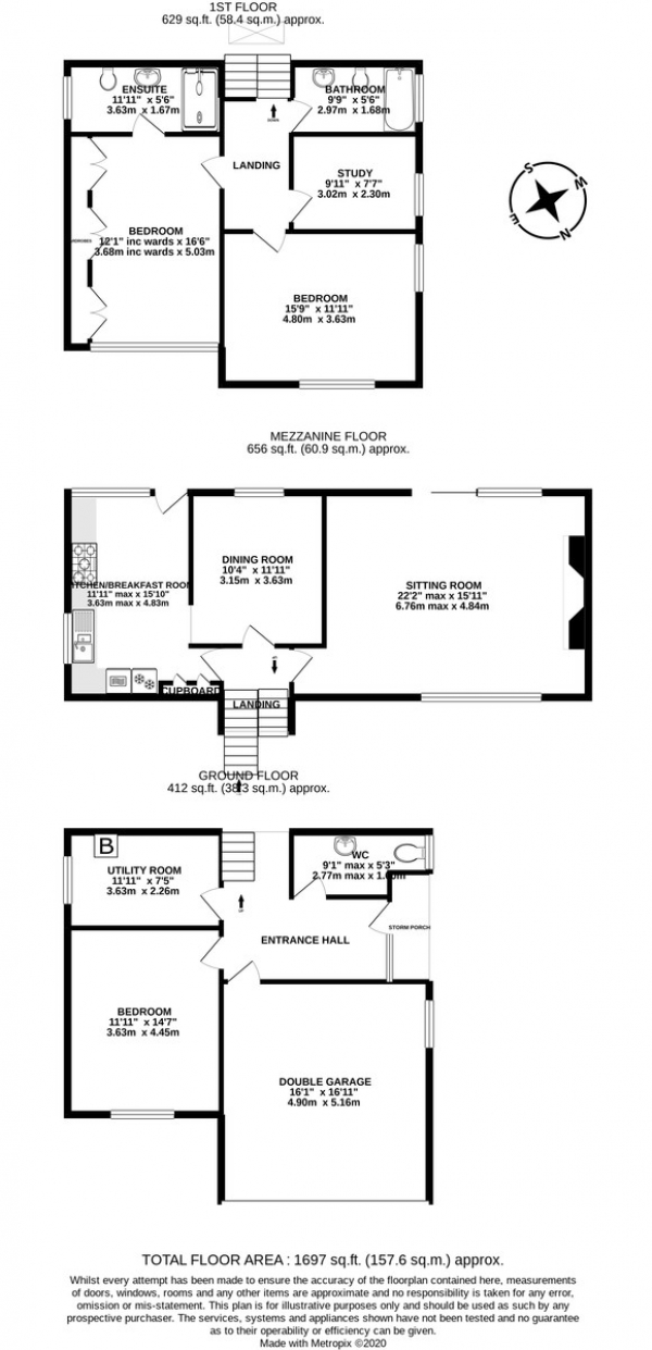 Floor Plan Image for 4 Bedroom Detached House for Sale in Fantastic views in Blagdon