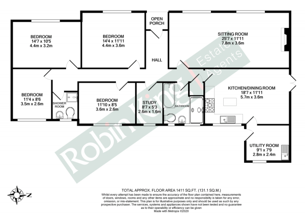 Floor Plan Image for 4 Bedroom Detached Bungalow for Sale in Detached bungalow with views in Shipham