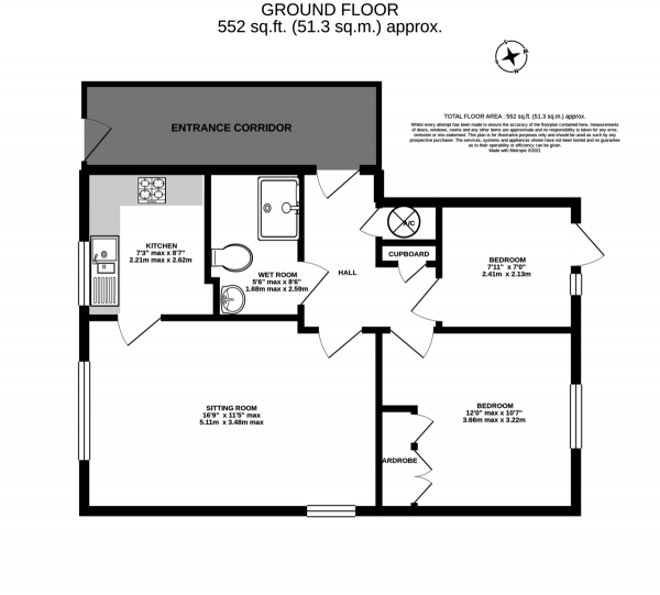 Floor Plan Image for 2 Bedroom Apartment for Sale in Ground floor flat at Sheppys Mill in Congresbury