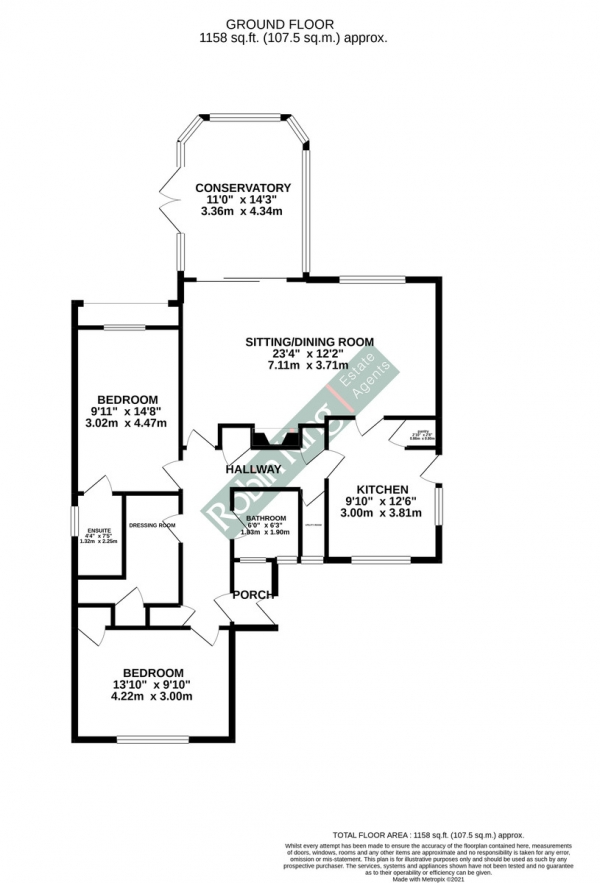 Floor Plan Image for 2 Bedroom Detached Bungalow for Sale in Bungalow with superb rear garden in Congresbury