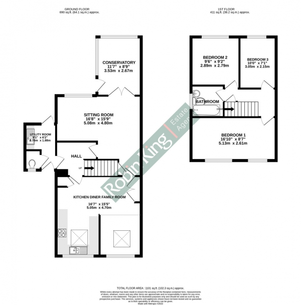 Floor Plan Image for 3 Bedroom Semi-Detached House for Sale in Anvil Road, Claverham