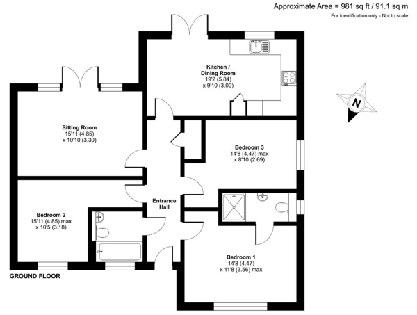 Floor Plan Image for 3 Bedroom Detached Bungalow for Sale in The Drive, Stanton Drew