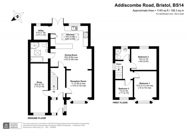 Floor Plan Image for 3 Bedroom Semi-Detached House for Sale in Addiscombe Road, Bristol