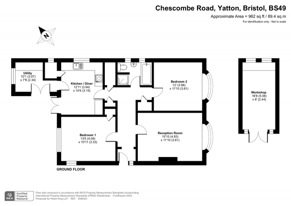 Floor Plan Image for 2 Bedroom Detached Bungalow for Sale in Yatton, Bristol