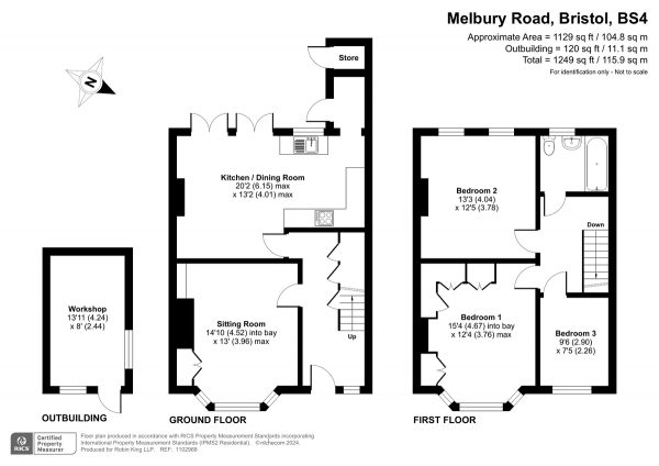 Floor Plan Image for 3 Bedroom Terraced House for Sale in Melbury Road, Knowle, Bristol