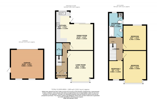 Floor Plan Image for 3 Bedroom Terraced House for Sale in 3 Bed Terrace with Garage on Melbury Road