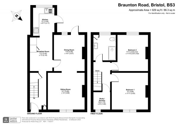 Floor Plan Image for 3 Bedroom Terraced House for Sale in Braunton Road, Bedminster