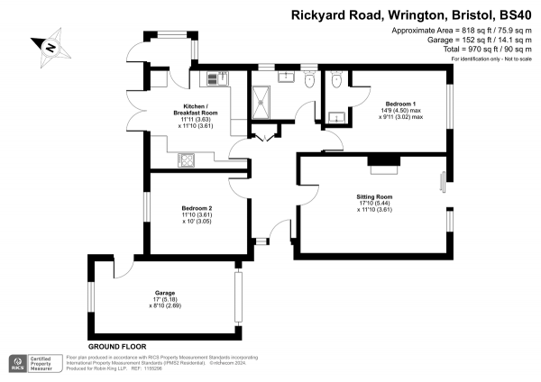 Floor Plan Image for 2 Bedroom Detached Bungalow for Sale in Rickyard Road, Wrington