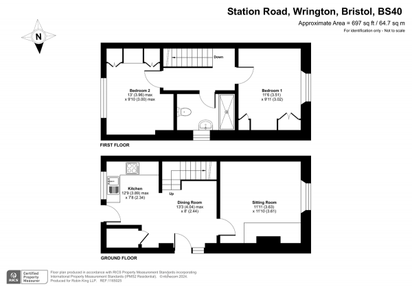 Floor Plan for 2 Bedroom End of Terrace House for Sale in Station Road, Wrington, BS40, 5LH -  &pound275,000