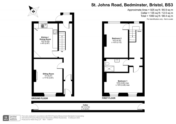 Floor Plan Image for 2 Bedroom End of Terrace House for Sale in St Johns Road, Bedminster