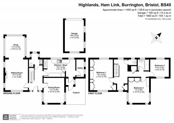 Floor Plan Image for 3 Bedroom Detached House for Sale in Ham Link, Burrington