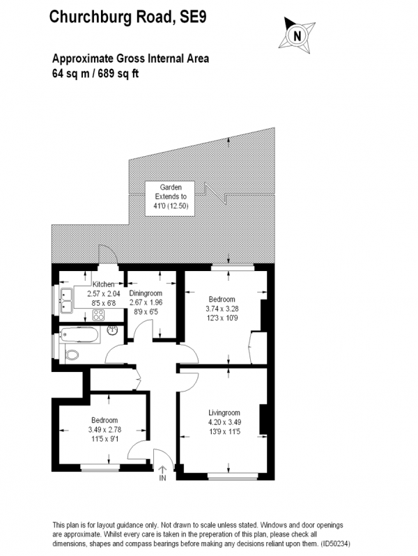 Floor Plan Image for 2 Bedroom Maisonette for Sale in Churchbury Road, Eltham SE9