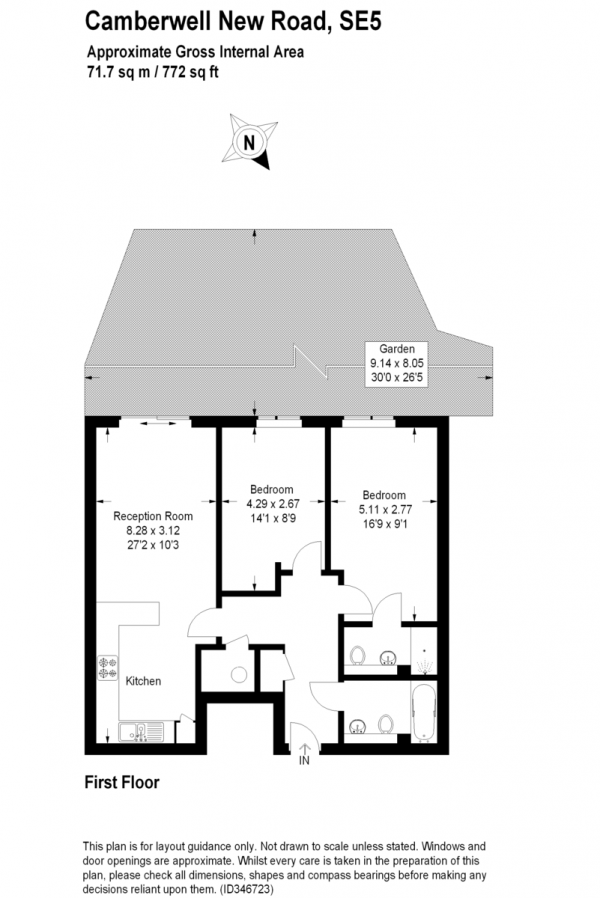 Floor Plan Image for 2 Bedroom Apartment for Sale in Camberwell New Road, London SE5