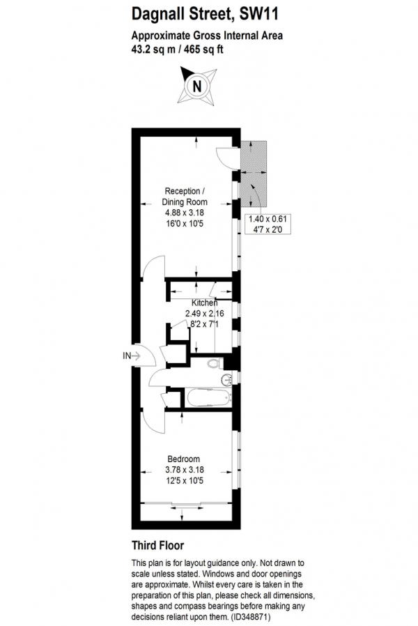 Floor Plan Image for 1 Bedroom Apartment for Sale in Dagnall Street, London, SW11