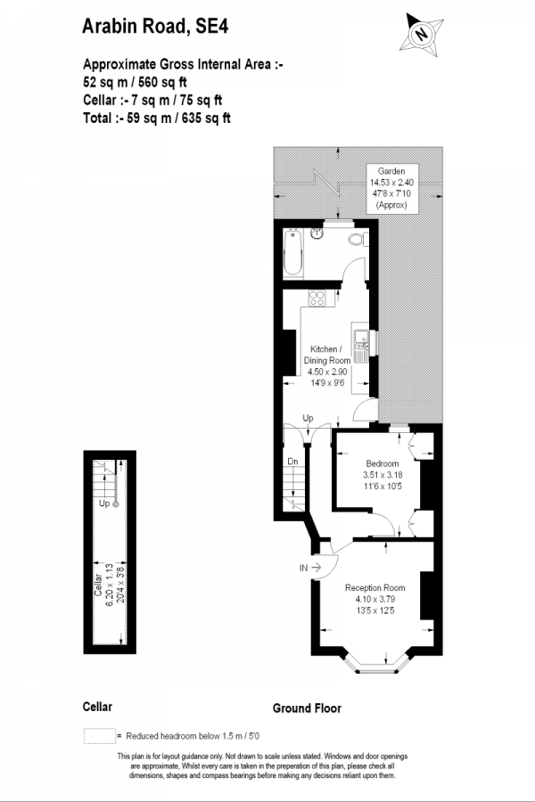 Floor Plan Image for 1 Bedroom Apartment for Sale in Arabin Road, Near Brockley Station SE4