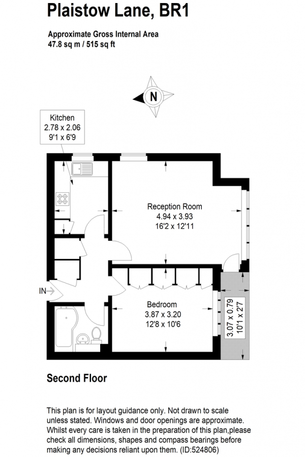 Floor Plan Image for 1 Bedroom Apartment for Sale in Sundridge Court, Plaistow Lane, Bromley, BR1 (JH)