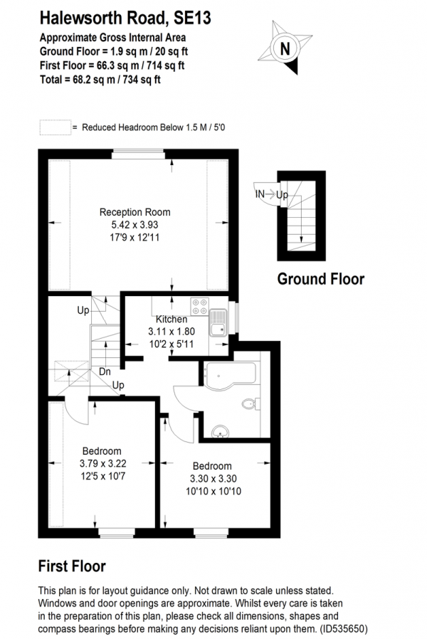 Floor Plan Image for 2 Bedroom Flat for Sale in Halesworth Road, Lewisham, SE13 (JH)