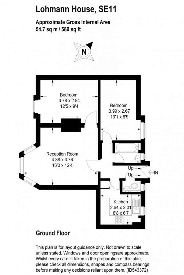 Floor Plan Image for 2 Bedroom Apartment for Sale in Kennington Oval, London, SE11, (jk)