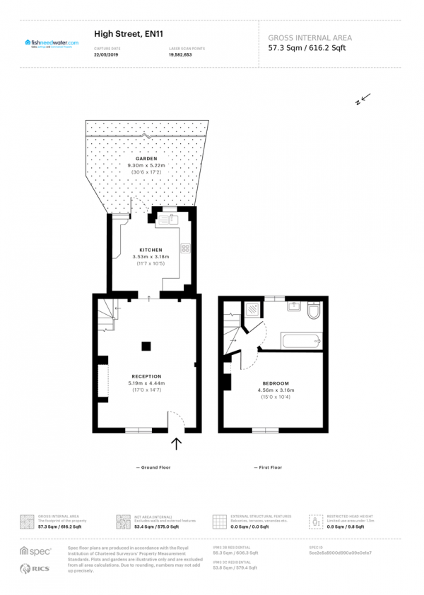 Floor Plan Image for 1 Bedroom Cottage for Sale in High Street, Hoddesdon, EN11 (jh)