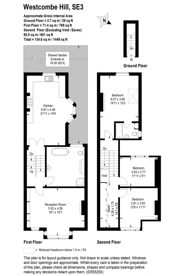 Floor Plan Image for 3 Bedroom Flat for Sale in Westcombe Hill, Blackheath, SE3 (jh)