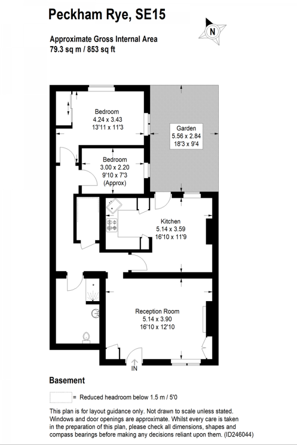 Floor Plan Image for 2 Bedroom Apartment for Sale in Peckham Rye, Peckham, SE15 (jh)