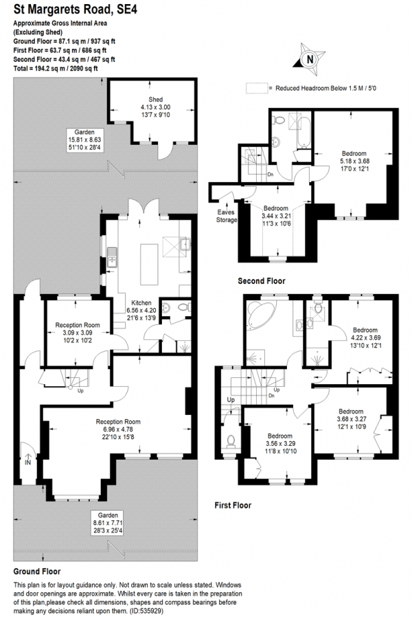 Floor Plan Image for 4 Bedroom Terraced House for Sale in St. Margarets Road, Brockley, SE4 (jh)