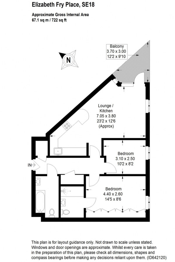 Floor Plan Image for 2 Bedroom Apartment for Sale in Elizabeth Fry Place, Shooters Hill, SE18