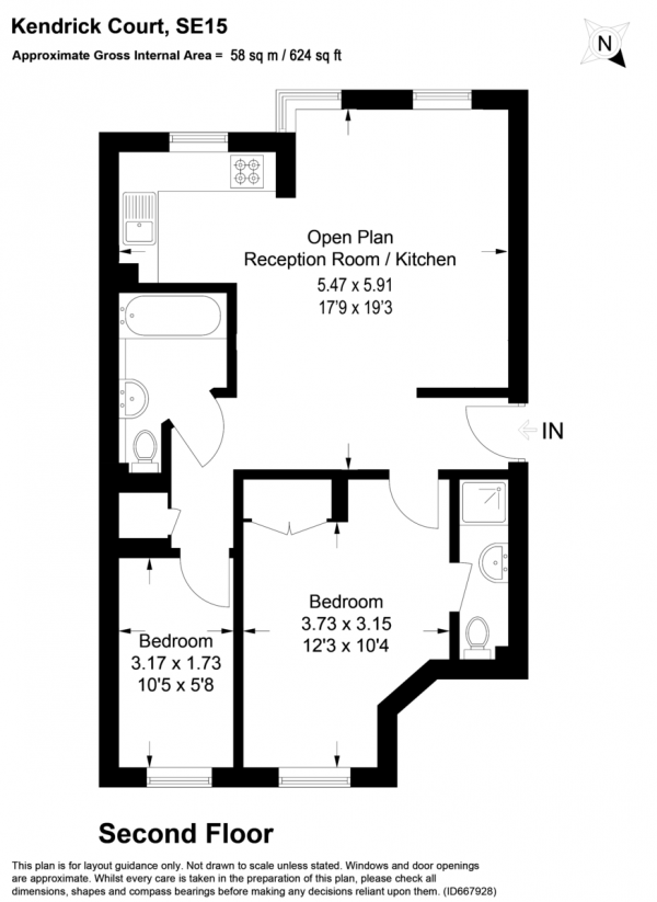 Floor Plan Image for 2 Bedroom Apartment for Sale in Woods Road, Peckham, SE15