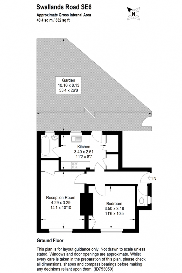 Floor Plan Image for 1 Bedroom Ground Maisonette for Sale in Swalands Road, Bellingham, SE6