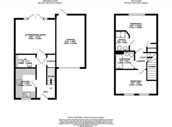 Floor Plan Image for 2 Bedroom Semi-Detached House for Sale in Hirschield Drive, West Malling, ME19