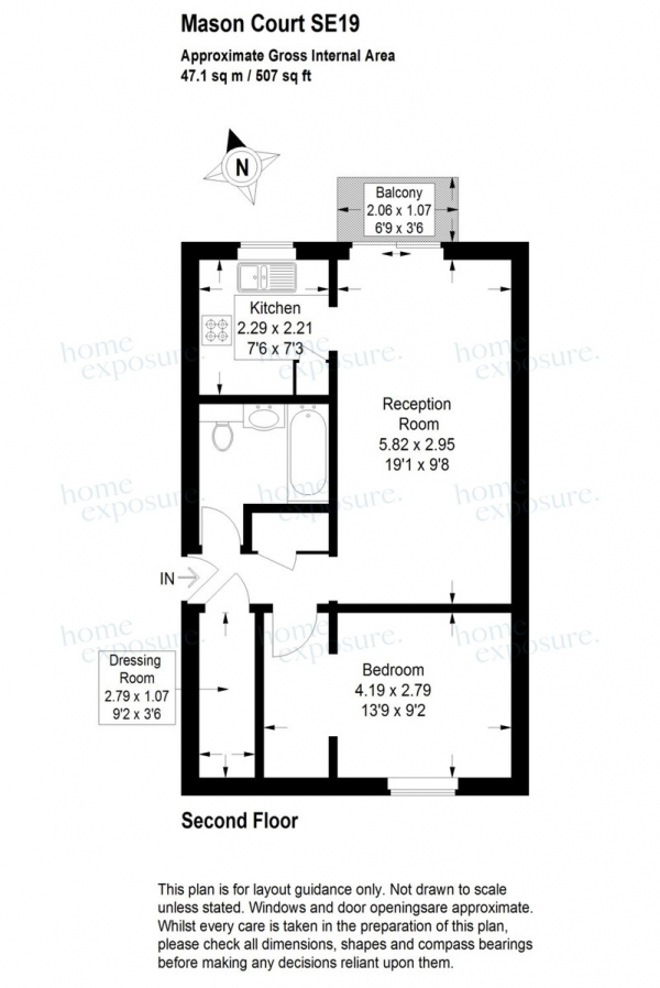 Floor Plan Image for 1 Bedroom Apartment for Sale in Belvedere Road, Crystal Palace, SE19