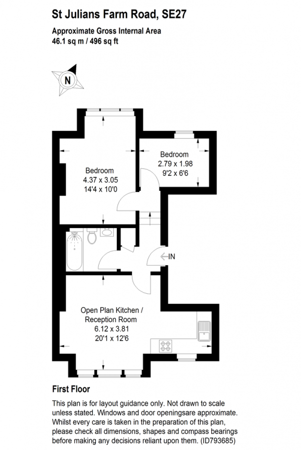 Floor Plan Image for 2 Bedroom Apartment for Sale in St. Julians Farm, West Norwood, SE27