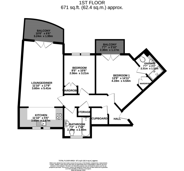 Floor Plan Image for 2 Bedroom Apartment for Sale in Crawford Avenue, Dartford, DA1