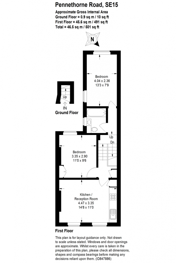 Floor Plan Image for 2 Bedroom Flat for Sale in Pennethorne Road, Peckham, SE15